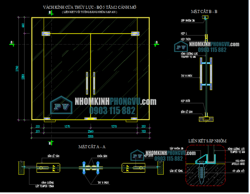 bản vẽ cửa kính cường lực cửa kính thủy lực bản lề sàn