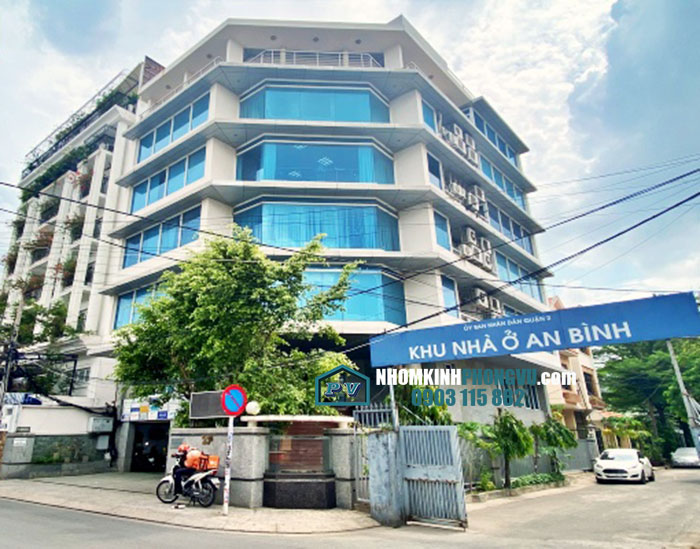 Vách kính nhôm ngoài trời hệ mặt dựng lê huỳnh building quận 2 tphcm