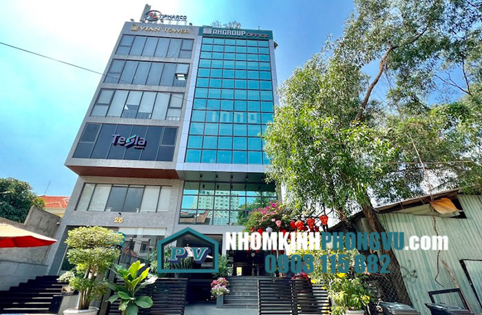 Vách kính nhôm ngoài trời hệ mặt dựng vian tower 